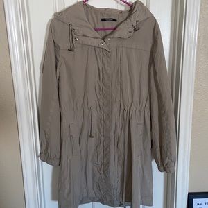 Tan rain coat